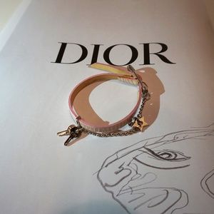 Dior Bracelet Pink Silver Leather Rose Jewlery